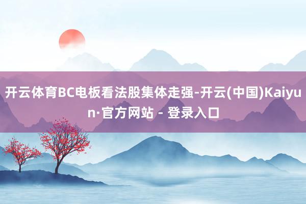 开云体育BC电板看法股集体走强-开云(中国)Kaiyun·官方网站 - 登录入口