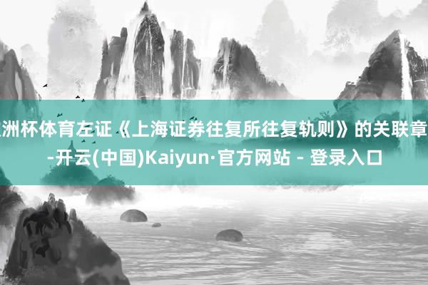 欧洲杯体育左证《上海证券往复所往复轨则》的关联章程-开云(中国)Kaiyun·官方网站 - 登录入口